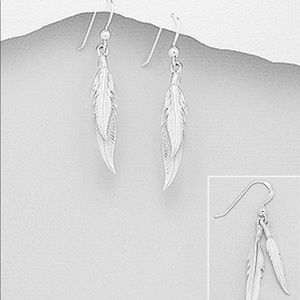 Sterling Silver Feather Earrings~